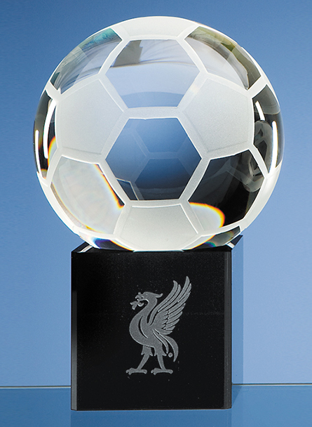 Large image for 10cm Optical Crystal Football on Onyx Black Optic Base